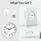 AKCISOT Wall Clock, Modern Small Wall Clocks Battery Operated 8 Inch, Silent Non-Ticking Analog Classic for Office, Home, Bathroom, Kitchen, Bedroom, School(White)