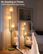Lightdot 66IN Dimmable Floor Lamp 3-Lights Vintage Green Floor Lamps with Cylindrical Shade& Bulbs Included for Wedding/Party Modern Tall Standing Lamp for Living Room/Bedroom/Sofa Beside/Corner Decor