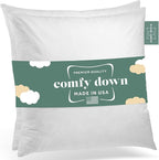 ComfyDown Set of Two 22X22 Decorative Throw Pillow Insert, Down and Feathers Fill, 100% Cotton Cover 233 Thread Count, Square Pillow Insert - Made in USA