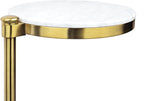 TEHOME Gold Marble Drink Table Metal Martini Round Small Drink Side Table for Couch Marble C Shaped End Table for Sofa 10" diam,24.55" h