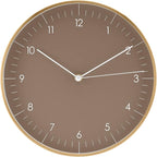 LUUK LIFESTYLE 10” Wall Clock with Silent Movement, Minimalist Scandinavian Design, Kitchen Clock, Decoration for Living Room, Bedroom, Hallway, Housewarming Present, in Brown and Gold