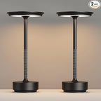 2 Pack Rechargeable Cordless Table Lamps, Portable 5000mAh LED Table Light, 3 Color Stepless Dimming Battery Powered Metal Table Lamp for Outdoo/Restaurant/Home/Patio.(Black)
