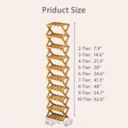 DDRIC 9-Tier No-Assembly Bamboo Rack, 2026 Upgraded Foldable Corner Shoe Rack, Space-Saving Organizer for Shoes, No-Tool Narrow Shelf for Entryway Closet Dorm (Nuture,5-Tier)