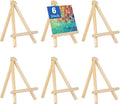 Falling in Art 6 Pack Mini Wooden Display Easels, 10 Inch Tripod Painting Easel Stand, Portable Art Canvas Holder for Photos, Prints and Signs