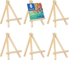 Falling in Art 6 Pack Mini Wooden Display Easels, 10 Inch Tripod Painting Easel Stand, Portable Art Canvas Holder for Photos, Prints and Signs