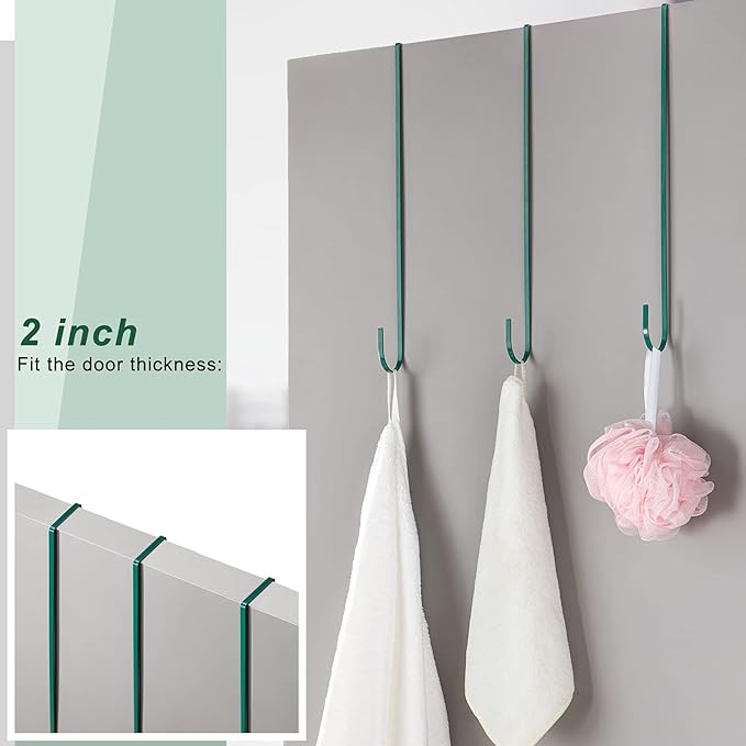 Hotop 15 Inch 6 Pcs Wreath Hangers for Front Door Over The Door Hanger Hooks Steel Wreath Doors Hangers Clothes Towel Hooks Holder for Christmas Halloween Front Decorations Welcome Sign(Green)