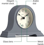 JONES CLOCKS® Speakeasy Mantel Clock | Classic Napoleon’s hat Design | French Navy | Contemporary Classic Style for Desk, Table, Shelf or Bedside