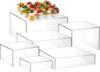 Leinuosen 6 Pcs Large Buffet Risers, 6 to 11 Inch Catering Dessert Table Risers Food Decorative Stands with hollow bottom for Catering Supplies, Party (Clear, Square)