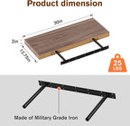 Floating Shelf, Set of 1 Wall Shelf, 30 in W x 12.75 in D x 2 in H Wooden Floating Wall Shelf with Invisible Brackets for Living Room/Bedroom/Bathroom/Kitchen Storage and Decor, Walnut