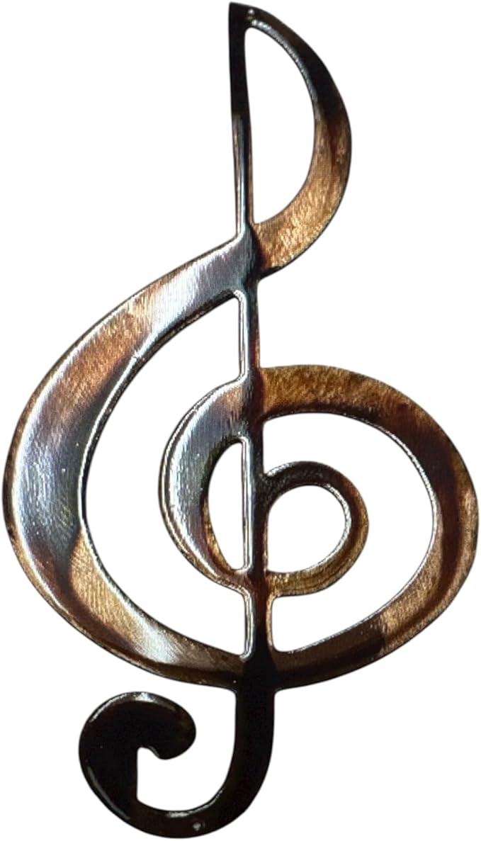 Treble Clef -Copper Bronzed Plated Musical Note Music Metal Wall Art Decor 12" x 6" (copper bronzed matte)
