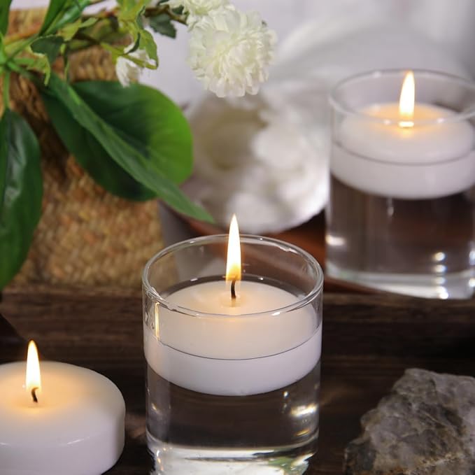 3 inch White Floating Candles, 12 Packs Unscented Floating Candle for Centerpieces 3” White Floating Candles Bulk for Wedding Christmas