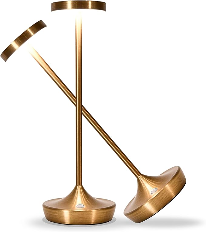 Cordless Table Lamp Rechargeable - 6000mAh LED Battery Operated Table Light - Portable Touch Dimmable Outdoor Waterproof Table Lamps for Patio Restaurant Dining (2 Bronze)