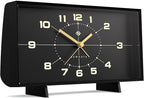 NEWGATE® Wideboy Alarm Clock | Rectangular Retro Design | Black | Mid Century dial | Ideal for Bedside, Desk, Mantel or Shelf | Retro Bedroom & Office Accessory