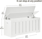 43.3" Storage Chest Extra Large,Storage Trunk with 2 Safety Hinges,Wooden Storage Bench,Shoe Bench,43.3x15.7x19.1 Inch,Easy Assembly,Storage Bench for Bedroom,Living Room,entryway(White).