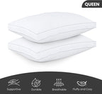 Utopia Bedding Bed Pillows for Sleeping Queen Size (White), Set of 2, Soft & Fluffy Pillow with Down Alternative Filling, Cooling, Hotel Quality, Gusseted Pillow for Back, Stomach or Side Sleepers