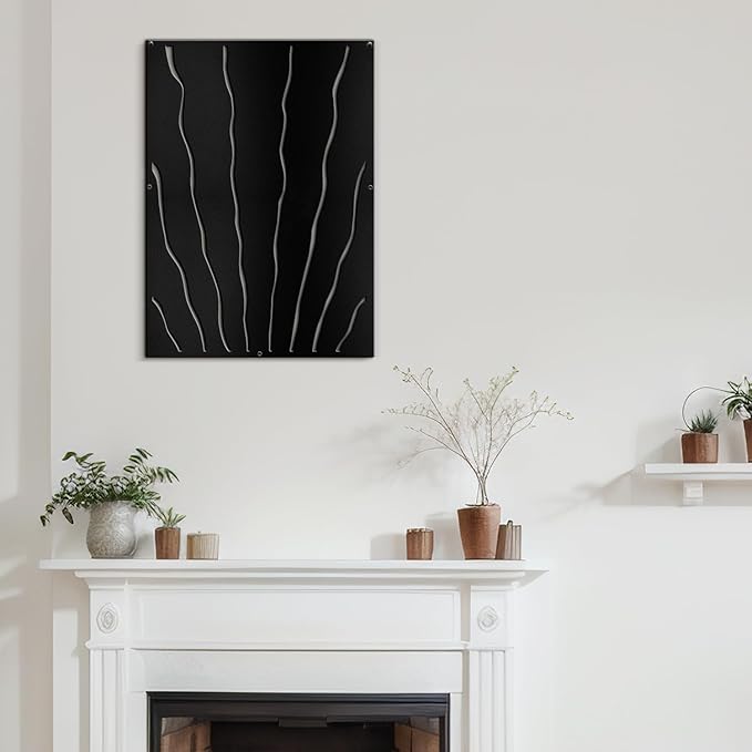 SIGNLEADER Metal Wall Art Decor Zebra Stripe Minimalist Modern Abstract Wall Sculpture Hangings Home Decoration for Living Room, Bedroom, Bathroom, Kitchen, Outdoor - 18" Black