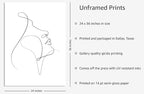 Y2K BOO Minimalist Woman Profile UNFRAMED Wall Art Upward Gaze Continuous Line Drawing Feminine Face 24x36 Inch Heavyweight Paper Studio Decor