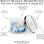 HomeWorx by SLATKIN + CO. Candle- Fresh Cotton Clouds, 18 oz. Premium Scented Candle - 30-55 Hours Burn Time