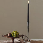 24 Pack Black Taper Candles, 7-8 Hours Burn Time, Unscented, Smokeless and Dripless, 0.75 x 10 Inch Dinner Candle Set for Halloween, Household, Wedding, Party and Home Décor Candlesticks