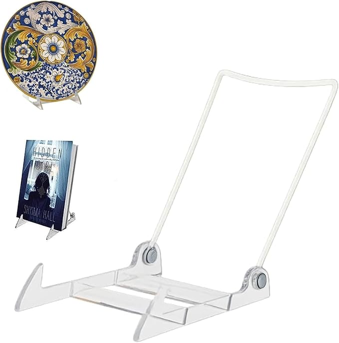 KINGDOM SOLUTIONS MADE IN USA 48-Pack Adjustable Acrylic Easels - Plate Stand - Sturdy Book Stand for Art, Pictures, Plates, Frames - Unique on the Market