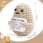 WASTIME Funny Knitted Wool Doll Toy with Positive Card - Creative Cute Mini Crochet Positive Potato Dolls Cheer Up Gift for Family Kids Friends Encouragement Decoration (Potato & Pineapple)
