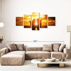 Elephant Stock Religion Wall Art Multi Piece Canvas - 5 Panel Christian Pictures Decor - Digital Design Canvas Print - Christian Wall Decor - 74" X 34"