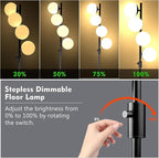 Black Globe Floor Lamp Dimmable 64IN Tall Standing Lamps with Soft Warm White Eye Care 3000K G9 Bulbs, Mid Century Modern Floor Lamp for Living Room Bedroom