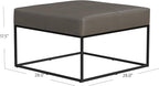 Homepop Decorative Large Square Black Metal Ottoman | Ottoman Stool for Living Room & Bedroom | Decorative Home Furniture (Pewter Gray Faux Leather)