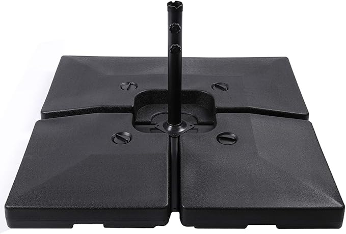 Sunnyglade 4pcs 200LB Square Patio Umbrella Base Water Filled Umbrella Stand Suitable for All Kinds Of Cross Tiles (Black)