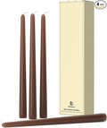 10-Inch Tall Dripless Taper Candles Set of 4 - Cocoa Brown Tapered Candles, Perfect for Spring - Smokeless, Unscented, Long Burning - Hand Poured, Colored Tall Candlesticks - Chocolates