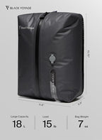 Black Voyage Reusable Vacuum Compression Travel Bag for Carry-On Suitcase and Backpack, Recycled IP67 Waterproof Space Saver Vacpack (2-Pack, 18L - No Pump)