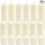 Pillar Candles Bulk Set - Unscented, Smokeless, Dripless | 3 Sizes: 2x3, 2x6, 2x8 Inches | Ideal for Weddings, Christmas & Home Decor (18, Ivory White)