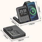 IHAO 5in1 Multi Functional Wireless Charger with Digital Clock 18W Fast Charge Night Light Temperature Display Magnetic Attraction Compliant for iPhone, Apple Watch and Qi Headphone-DH13 White