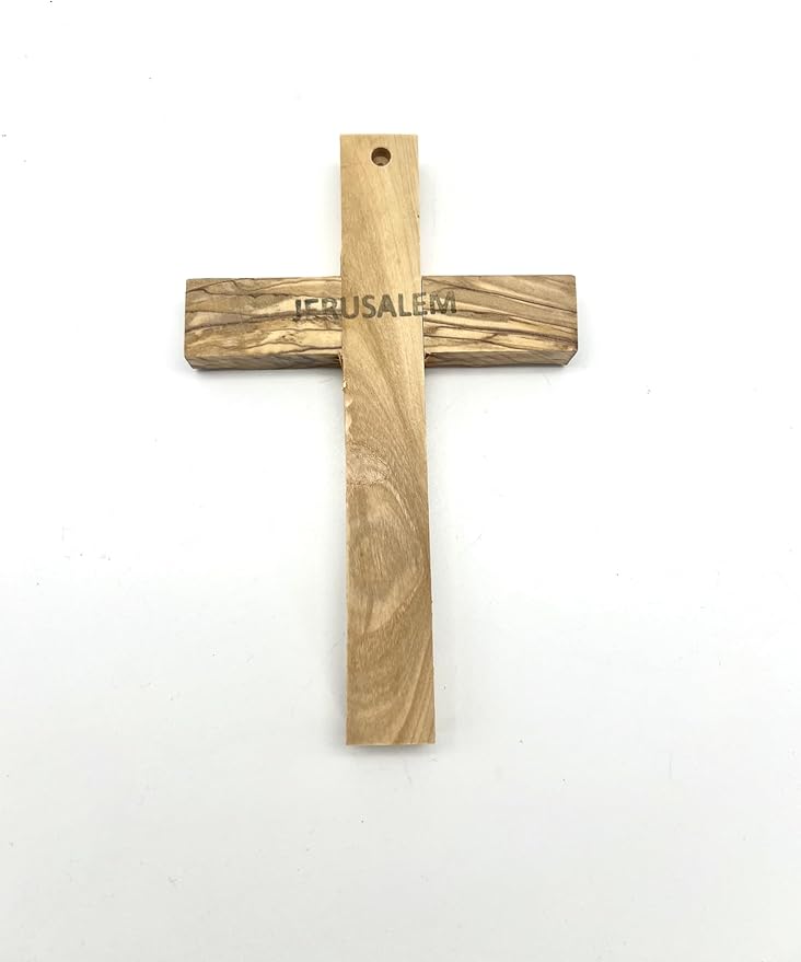 Olive Wood Cross from Bethlehem, Wall Hanging Wooden Cross, Confirmation Cross Gift, Baptism Gifts, Holy Wall Cross, Hand Made religious décor From the Holy Land (One X-Large10" x 6")