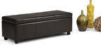 SIMPLIHOME Avalon Storage Ottoman Bench - 48 inch Wide Upholstered Vegan Leather Rectangular Lift-Top Ottoman in Tanners Brown, Contemporary Storage Bench for Living Room with High-Density Foam
