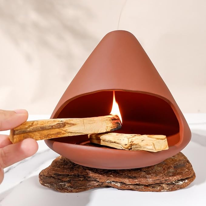 Terracotta Zongzi Palo Santo Holder–Elegant Sage Cone Incense Dish for Zen Meditation Altar, Energy Cleansing&Yoga Spa–Perfect for Mindfulness, Aromatherapy, Stress Relief&Spiritual Decor Gift