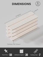 Fluxynara Cork Board Alternative Felt Strip Board 8-Pack 13"x2", Office Pin Board with 50 Push Pins, Adhesive Install for Bedroom Door & Home Office(Oatmeal)