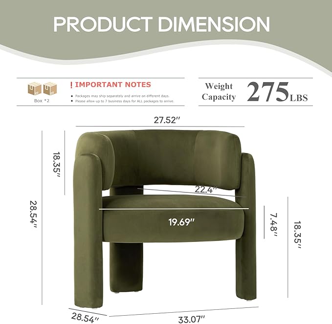 COLAMY Modern Accent Chair Set of 2, Velvet Accent Chairs, Upholstered Barrel Chairs with Solid Wood Legs, Comfy Side Chair for Living Room, Bedroom, Reading, Cozy Reading Chair,Green