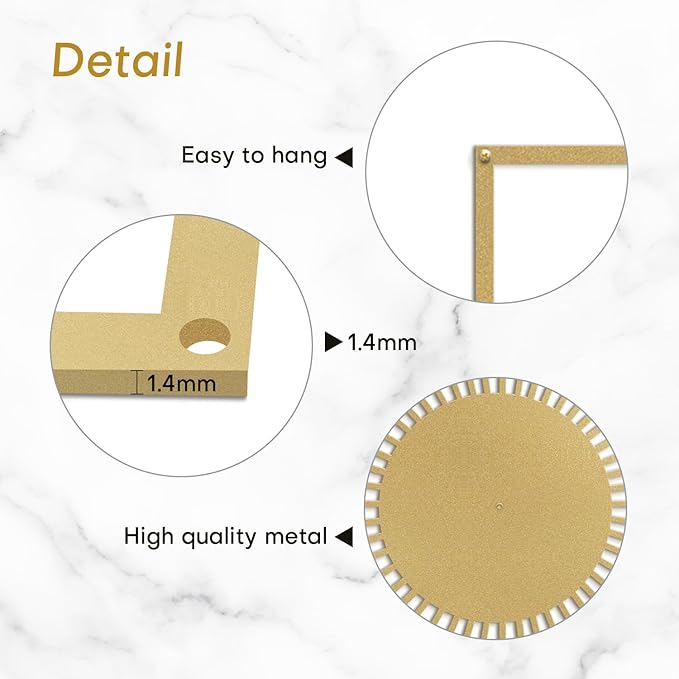 SIGNLEADER Metal Wall Art Decor Shining Sun Landscape Minimalist Modern Abstract Wall Sculpture Hangings Home Decoration for Living Room, Bedroom, Bathroom, Kitchen, Outdoor - 24" Gold