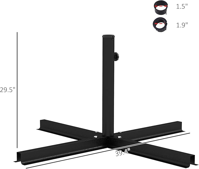 Outsunny Outdoor Universal Cross Brace Stand for Patio Umbrella, Cross Umbrella Base for Large Market Umbrella or Small Offset Umbrella, Black