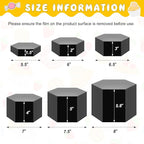 Leinuosen 6 Pcs Large Buffet Risers, 5.5 to 8 Inch Catering Dessert Table Risers Food Decorative Stands with hollow bottom for Catering Supplies, Party(Black, Hexagonal)