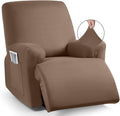 TAOCOCO Recliner Chair Covers 4-Pieces for Oversized Recliner, Stretch Recliner Slipcover for Large Recliners Washable Polyester Soft Fabric Furniture Protector (Oversized Recliner, Light Coffee)