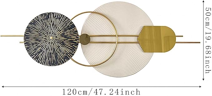 3D Round Metal Wall Art, Handmade Art Metal Round Nature Decorative Wall Sculpture for Living Room Bedroom Dining Room, 47.2" x 19.7"