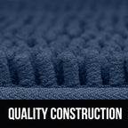 KANGAROO Bathroom Rugs, Chenille Soft Absorbent Bath Rug, Shaggy Shower Mat, Quick Dry Machine Wash Bathmat, Plush Carpet Mats for Tub, Bathtub and Room Home Decor Accessories, 30x20, Navy
