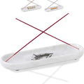 Incense Holder, Natural Marble Incense Burner, Incense Stick Holder for Meditation, insence-Sticks Holder, 10.6inch Ash Catcher (White)