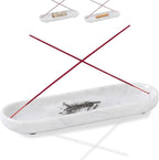 Incense Holder, Natural Marble Incense Burner, Incense Stick Holder for Meditation, insence-Sticks Holder, 10.6inch Ash Catcher (White)