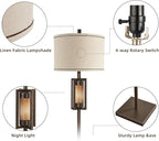 RORIANO 63'' Rustic Floor Lamp for Living Room with 2 Light Sources, Farmhouse Tall Standing Lamp with Amber NightLight, Vintage Lamp for Bedroom Reading Room Office, Bulbs Included (‎Brown)