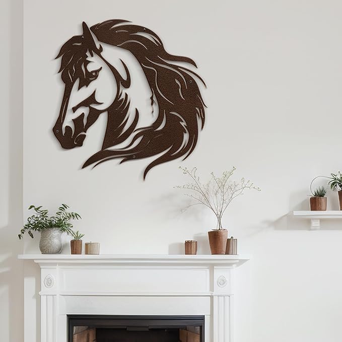 SIGNLEADER Metal Wall Art Decor Horse Minimalist Modern Abstract Wall Sculpture Hangings Home Decoration for Living Room, Bedroom, Bathroom, Kitchen, Outdoor - 30" Bronze