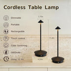 LED Cordless Table Lamps, Portable Rechargeable 6000mAh Outdoor Lights, 3 Color Stepless Dimming Battery Powered Bedside Lamp,wireless Touch Desk Lamp For Bedroom/Kitchen Lamp/Camping/Patio(Black）