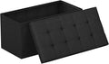 FDW 30 Inches Folding Storage Ottoman Bench, End of Bed Foot Rest Stools Ottoman Storage Chest, Holds up to 660 lb, for Entryway, Living Room, Bedroom, Black